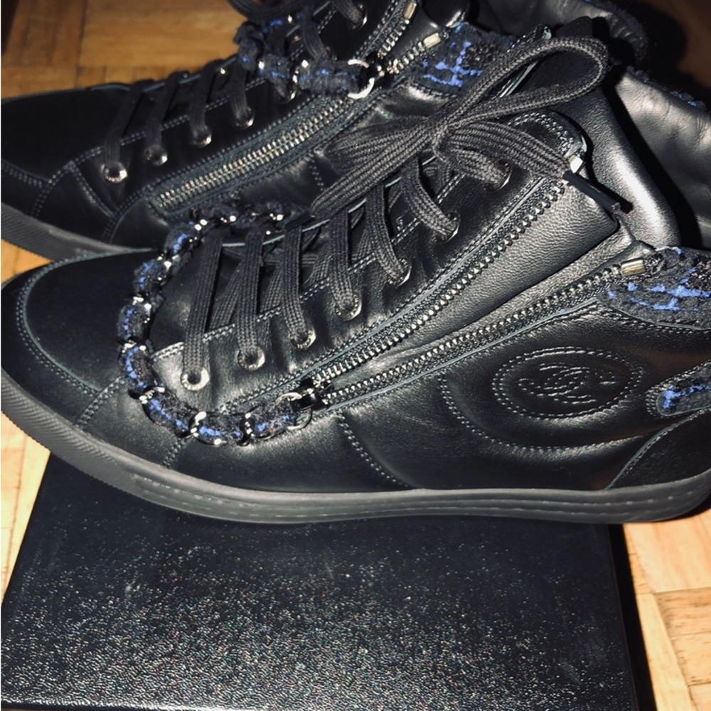 CHANEL Black and Blue Sneakers